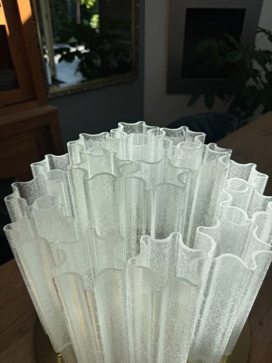 Image 1 of Lampada da soffitto a stella grande Glashütte Limburg in ottone e vetro satinato