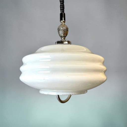 Hanglamp met uittrekbaar glazen frame in mid-century stijl voor de eetkamer, jaren 70. – leeslamp, Glass