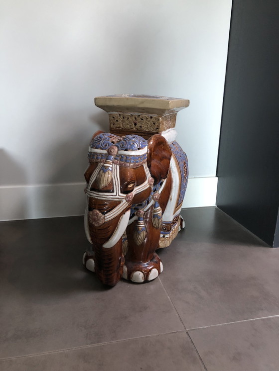 Image 1 of Ceramic elephant plant table/stool