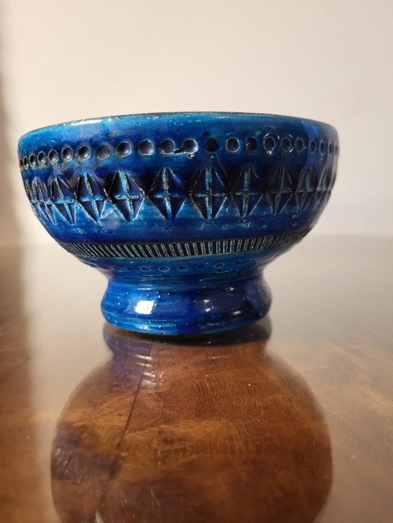 Image 1 of Rimini-blauer Keramik-Kerzenhalter, Aldo Londi für Bitossi, 1960er Jahre, Italien