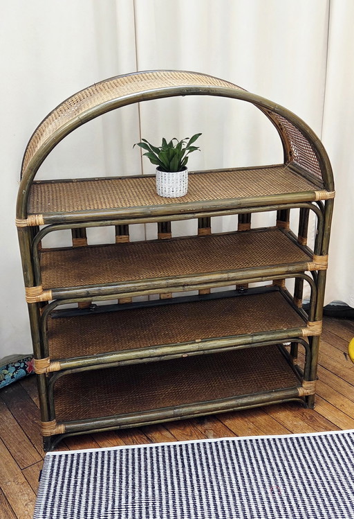 Vintage 1960s rattan shelf