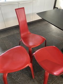 6x design eetkamerstoel zadelleer ferarri rood.