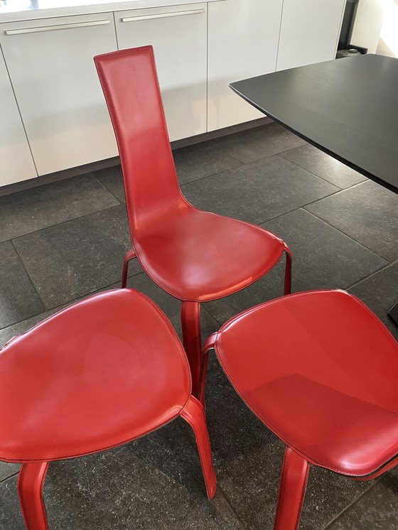 Image 1 of 6x design eetkamerstoel zadelleer ferarri rood.