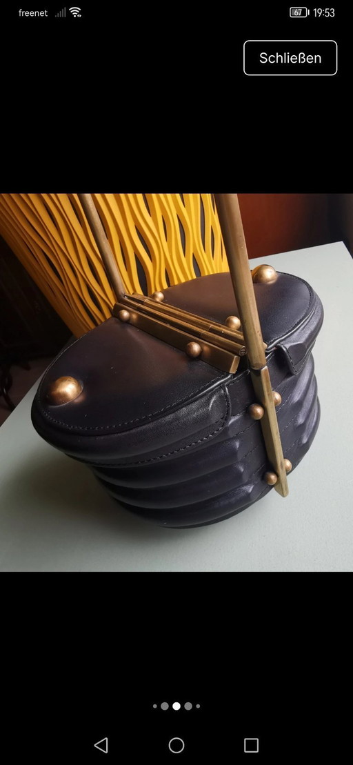 Tu Khan Firenze - Sculpturale doosvormige tas met messing handvat uit de jaren 1980, ZELDZAAM