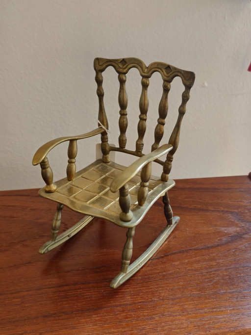 Vintage Messing Schommelstoel Stoel Stoeltje Beeld