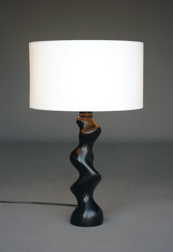 Model 42 Sculptural Ebonised Wood Table Lamp from Temde Leuchten, 1970s (photo 9 of 13)