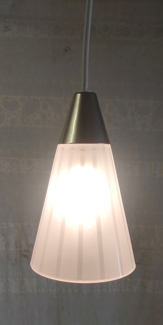 Lampada a sospensione in vetro e metallo dorato della metà del XX secolo. – IKEA, Lampade a sospensione, Glass (photo 8 of 8)