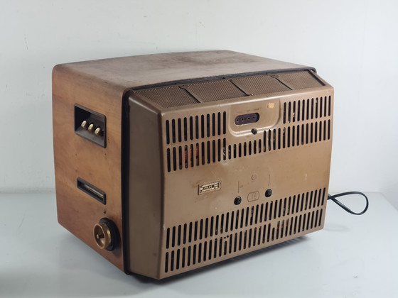 Image 1 of Téléviseur vintage Philips des années 1950/60 – Boîtier en bois au design de style Eames
