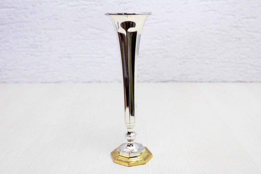 Vase Art Deco En Métal Argenté Bmf