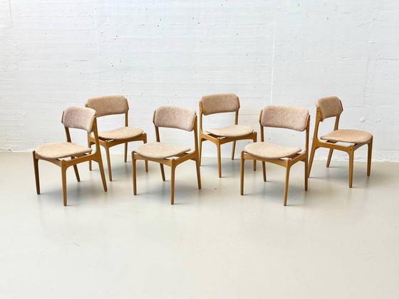 Image 1 of Set de 6 chaises modèle No.49 d'Erik Buch pour O.D. Møbler A-S au Danemark, années 1960