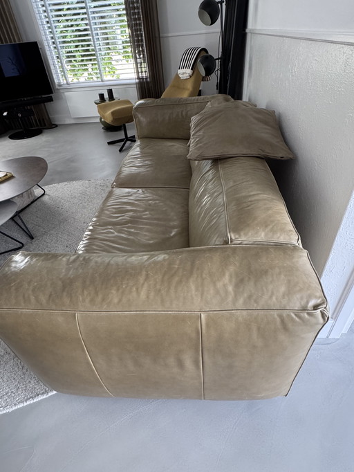 Leather 3-seater sofa