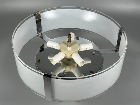 Image 1 of Plafondlamp uit de jaren 70/80 van Honsel Leuchten Duitsland, glas, chroom, Space Age