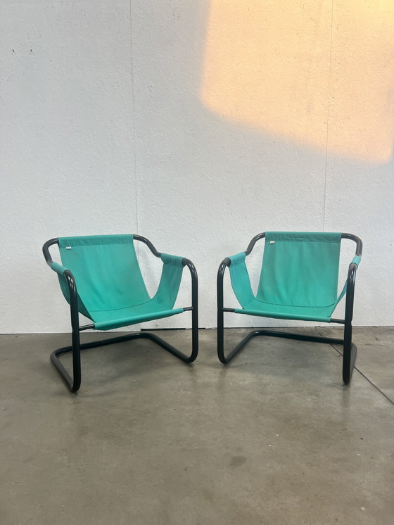 Image 1 of Zwei dänische Vintage-Sessel, Xcol, schwarzer Stahl mit grünem Stoff, 1980er Jahre
