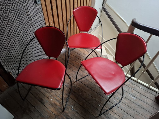 3X Arrben Red Leather Chair "Linda"