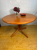 Mid Century Retro Teak Round Dining Table Danish, Circa 1960  A stylish mid century modern round teak dining table, Danish made 