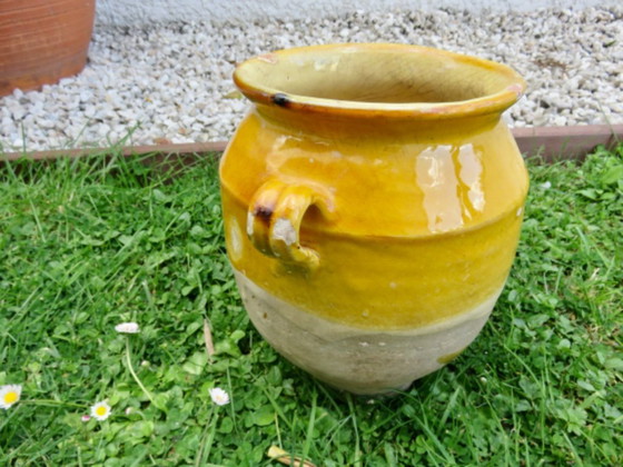 Image 1 of Tarro para conservar alimentos, terracota amarilla vidriada, suroeste de Francia, finales del siglo XIX.
