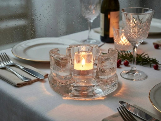 Scaldacandele vintage Georgshütte – Vetro dal design brutalista proveniente dalla Germania Ovest (anni '70)