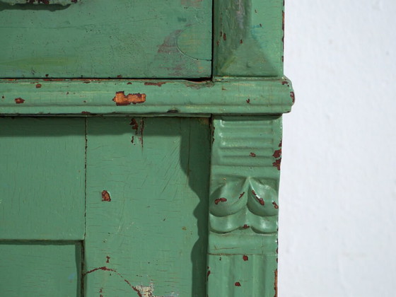 Central European chest of drawers with original green paint – Tyrol, circa 1890 – Brass, Rustic (photo 36 of 40)