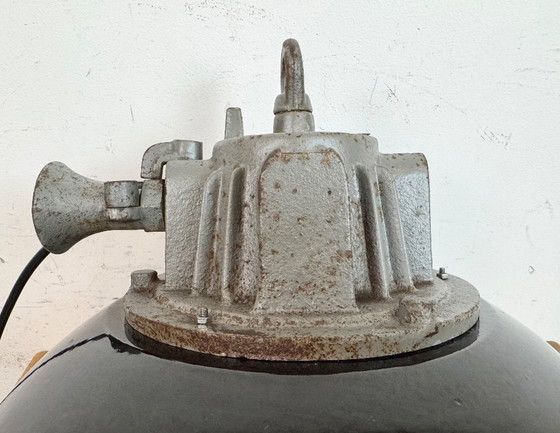 Image 1 of Suspension cage industrielle en émail noir et fonte, années 1960