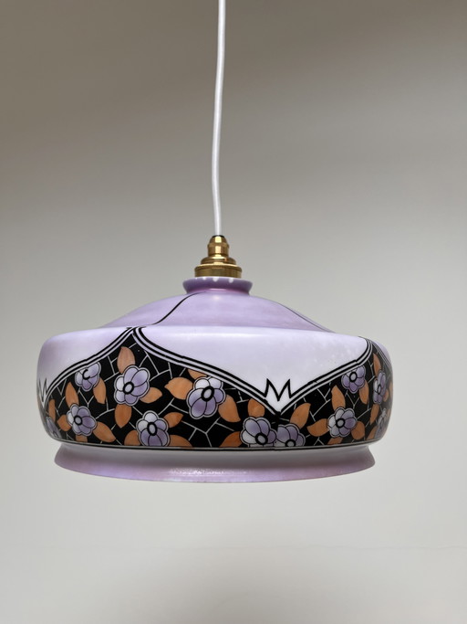 Vintage floral pendant lamp with warm glow 