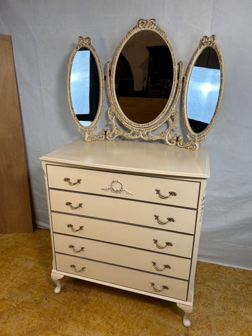 Vintage Brocante Romantic Design Dressing Table Chest of Drawers – French Louis Style – by Olympus, Sold by Harrods 