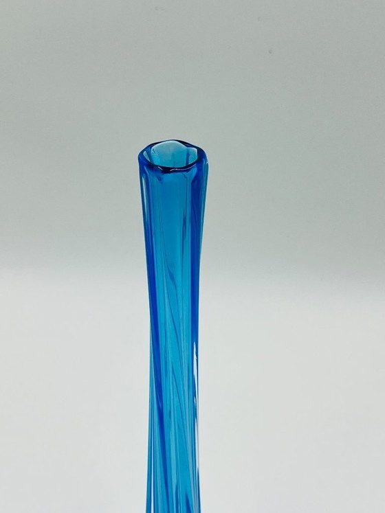 Image 1 of Vintage soliflore in blown blue glass, Murano style