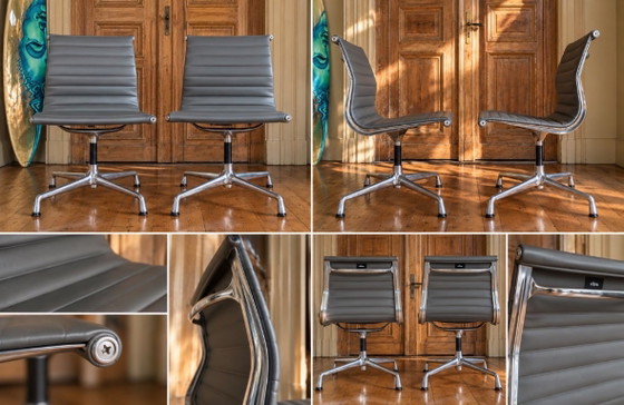 Vitra Aluminium Chairs EA 101 – Dining chairs, Leather (photo 2 of 10)