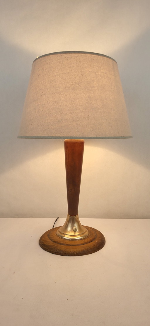 Art Deco Lamp van Hout en Koper