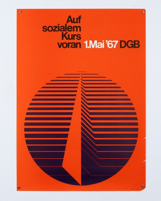 Image 1 of Auf sozialem Kurs voran 1. Mei 1967 – Originele vintage politieke poster van acon – Mid-Century Modern – 84,1x59,4 cm A1