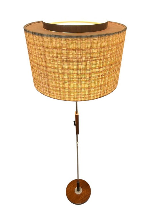 Image 1 of Temde vintage 60s floor lamp/floor lamp height-adjustable with ceiling washlight made of teak and chrome-plated metal