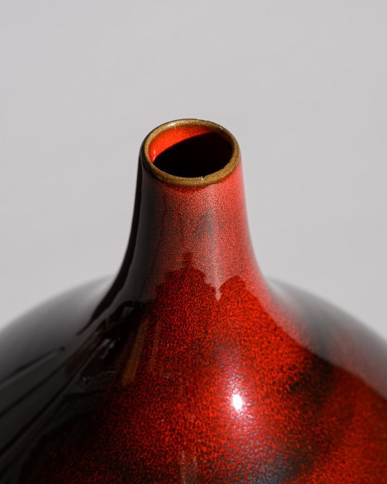 Image 1 of Vase monumental en céramique émaillée rouge Ernestine Cannon pour Ernestine Salerno, Italie