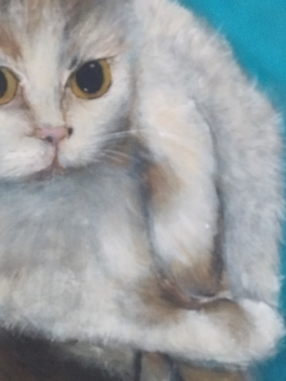 Oil painting "The Lying Cat" on canvas board – Elena Goloubovskaya., Paintings & Drawings, Cotton (photo 5 of 9)