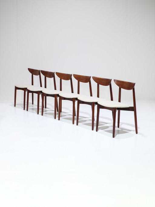 6x Dining room chairs Harry Østergaard teak wood Danish 1960s