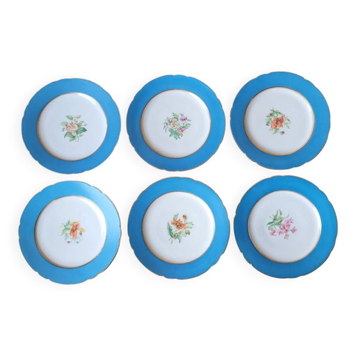 6 dessert plates in porcelain Old Paris 19th century