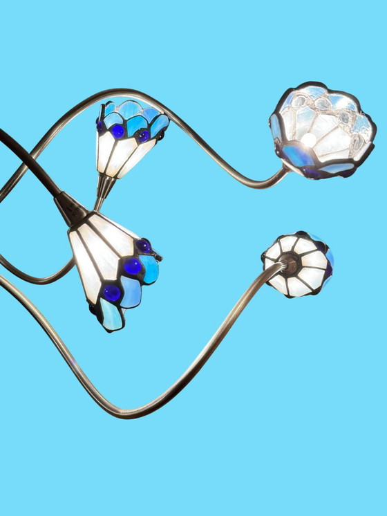 Image 1 of Lampada da soffitto di design a 12 luci con paralumi in vetro colorato | Altezza regolabile | Ottime condizioni