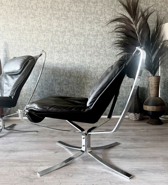 Image 1 of Vintage Falcon loungestoel – Sigurd Resell – Chroom