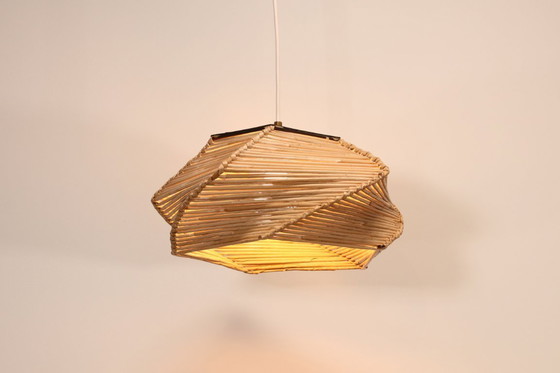 Image 1 of Vintage hanglamp gemaakt van gedraaid papier uit de jaren 60