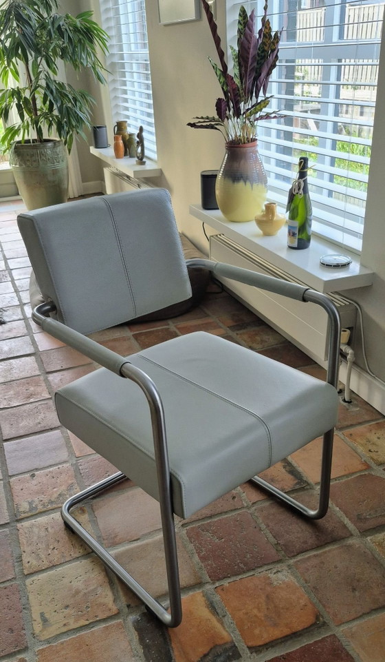 4 Sedie da pranzo in pelle di design senza tempo come nuove, Metallo, Nero (foto 5 di 8)