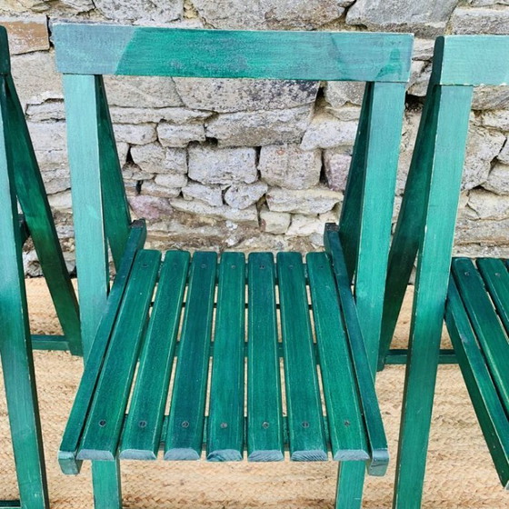Image 1 of Set di 4 sedie pieghevoli verdi