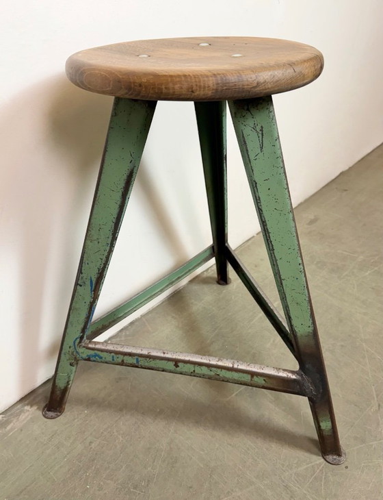 Image 1 of Sgabello da officina industriale verde, anni '60