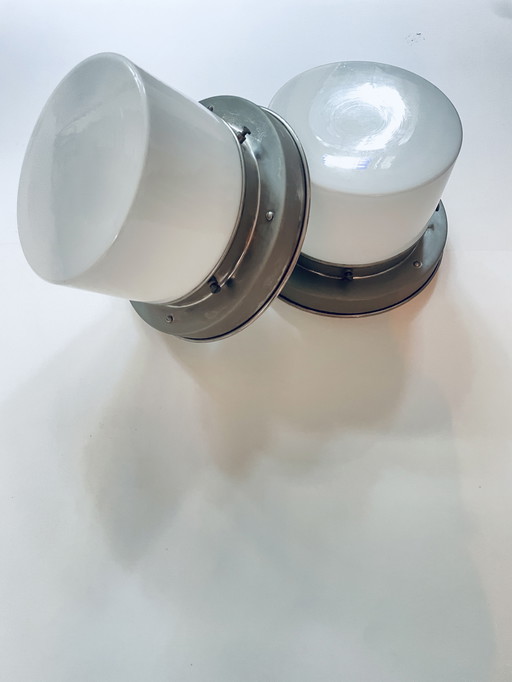 2x Giso (Gispen) plafonnière ‘Cilinder’. Dutch design 