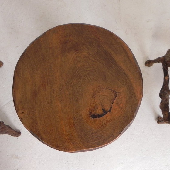Image 1 of Ensemble de 3 tabourets de bar vintage en fibres végétales, années 1960