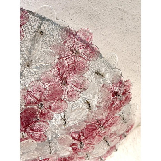 Image 1 of Plafonnier en verre de Murano à motif floral transparent vénitien et Ametista, style Barovier