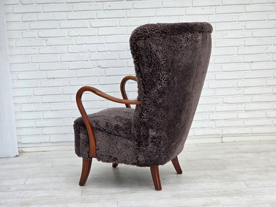 1960s, Danish armchair, reupholstered, genuine sheepskin. – Other (photo 8 of 22)