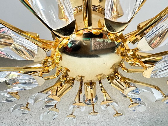 Plafonnier vintage Stilkronen, Lustres, Métal, Cristal, Doré, Mid Century Modern (photo 5 sur 11)