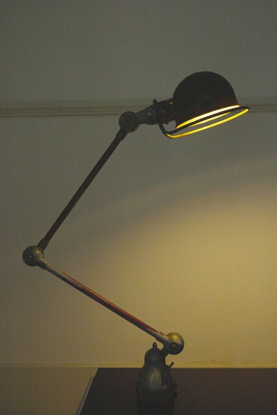 Image 1 of Vintage 1950s Jieldé Lamp Standard Industrial Wall Light, Two-Arm Early Model Riveted Label, French Factory Workshop Patina, 195