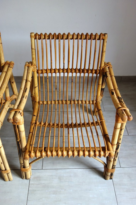 Image 1 of Par de sillones Dal Vera de bambú y ratán, 1970.