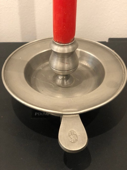 2 pewter bedroom candle holders
