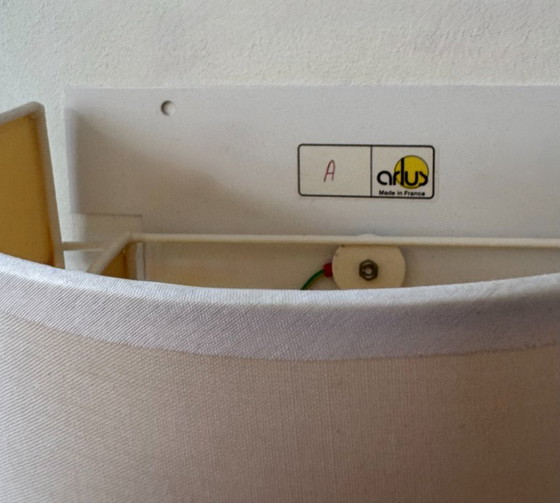 Image 1 of Paire d'appliques vintage, tissu beige, Arlus France 1980