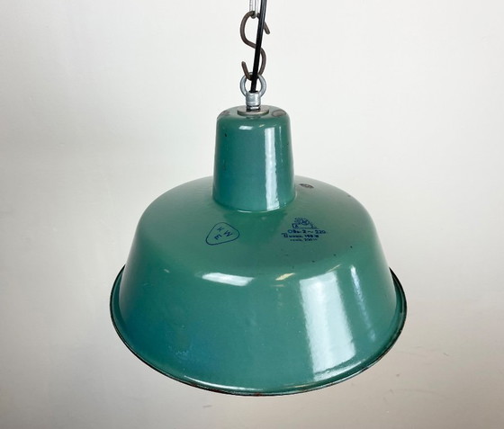 Image 1 of Industrial Petrol Enamel Pendant Lamp, 1960s